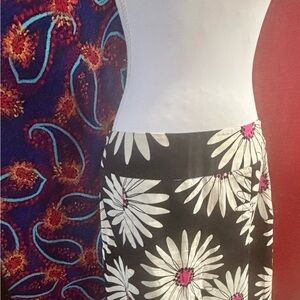 Floral black, white and bright pink flower mini skirt
